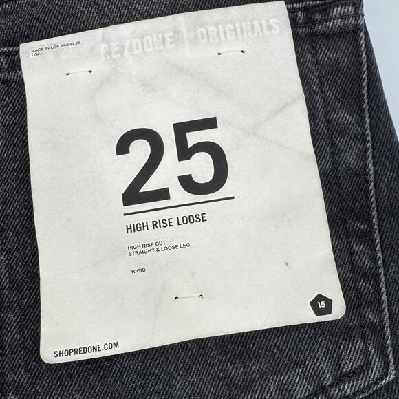 RE/DONE High Rise Straight Loose Rigid Distressed Jeans Black Size 25 NEW - Picture 11 of 16